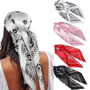 35” Satin Large Square Head Scarves for Women - 3PCS Silky Scarf Hair Wrap